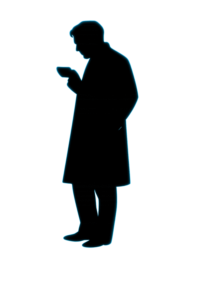 Silhouette of Detective Inspector Daniel Chase, a lead character from The AI Murders by Paul J. Lane, representing the calm and methodical detective at the centre of the story.